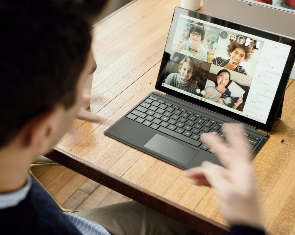 Person communicating via video call