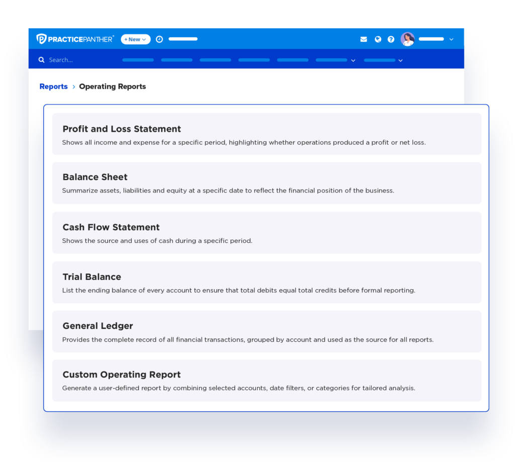 Law firm financial reports