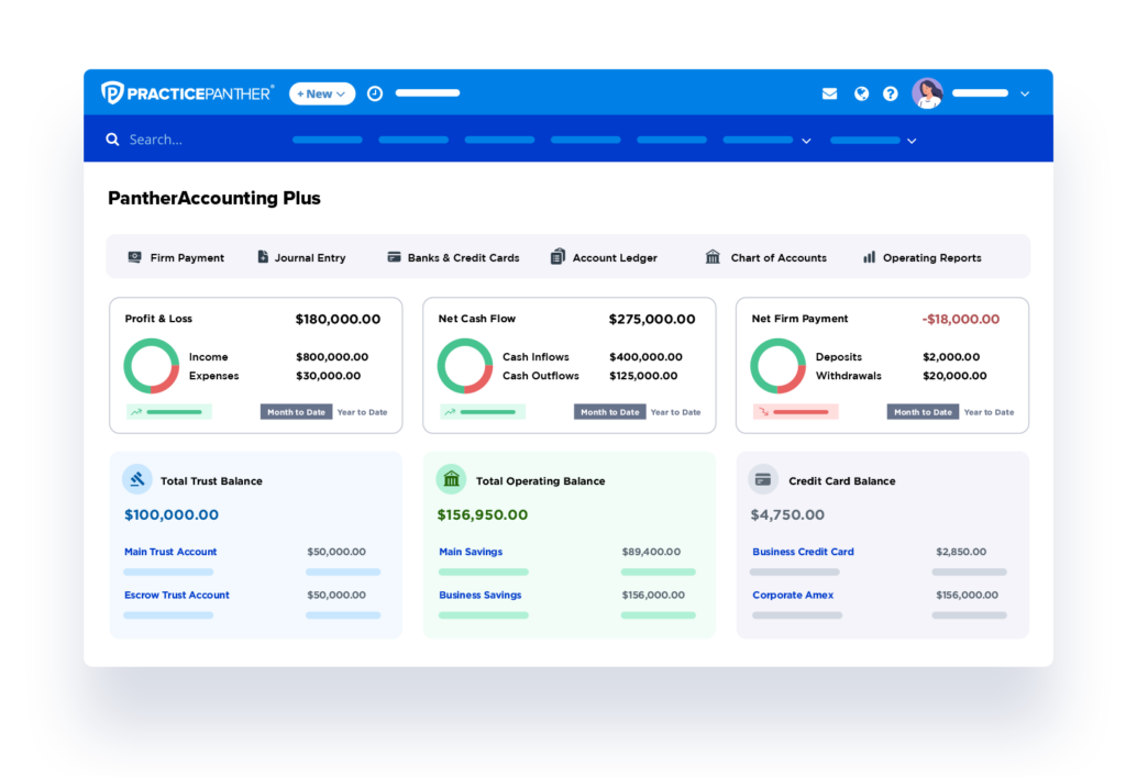 PantherAccounting Plus dashboard