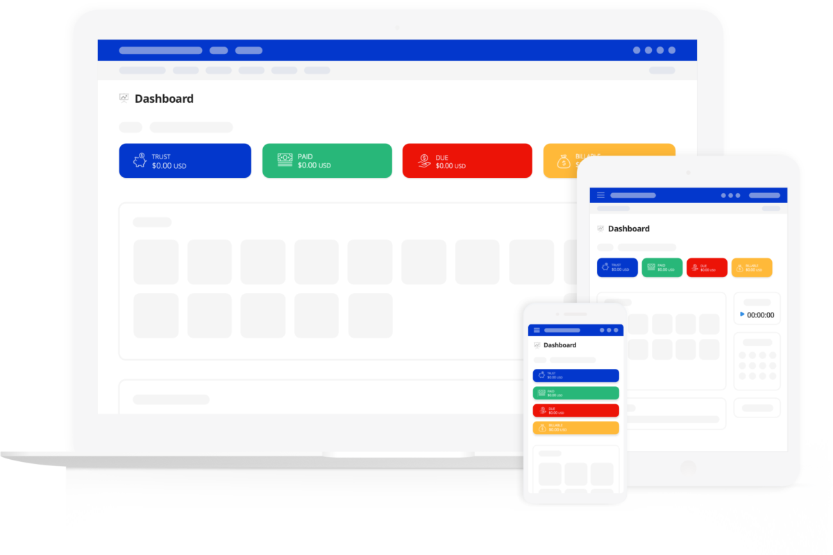 PracticePanther mobile, tablet and desktop dashboards