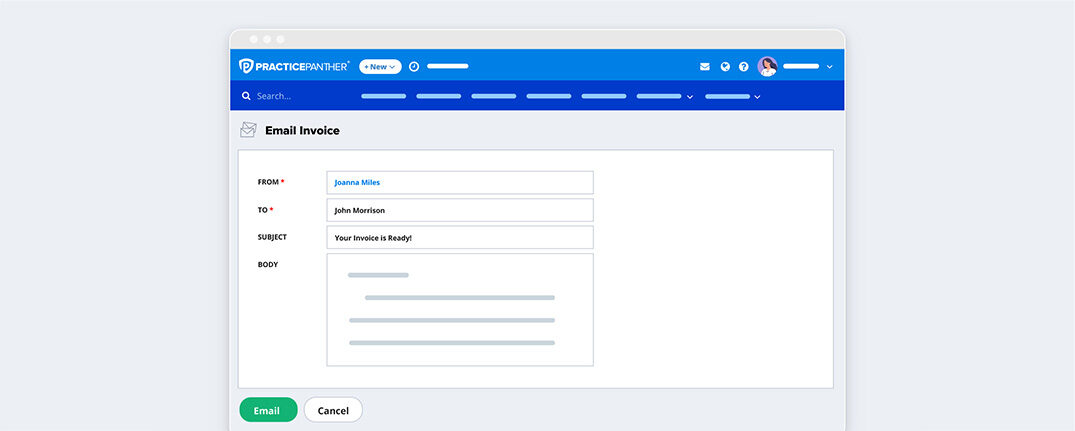 PracticePanther invoice emailing
