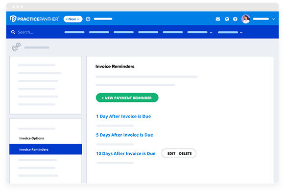 PracticePanther invoice reminders