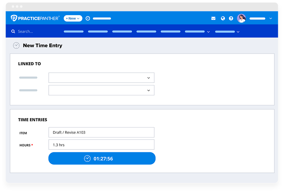 PracticePanther dashboard with new time entries