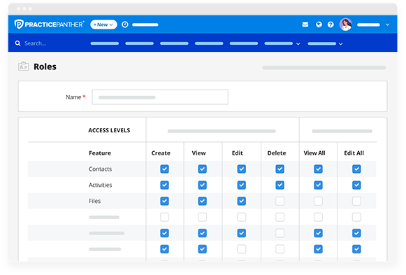 Security role setup in PracticePanther