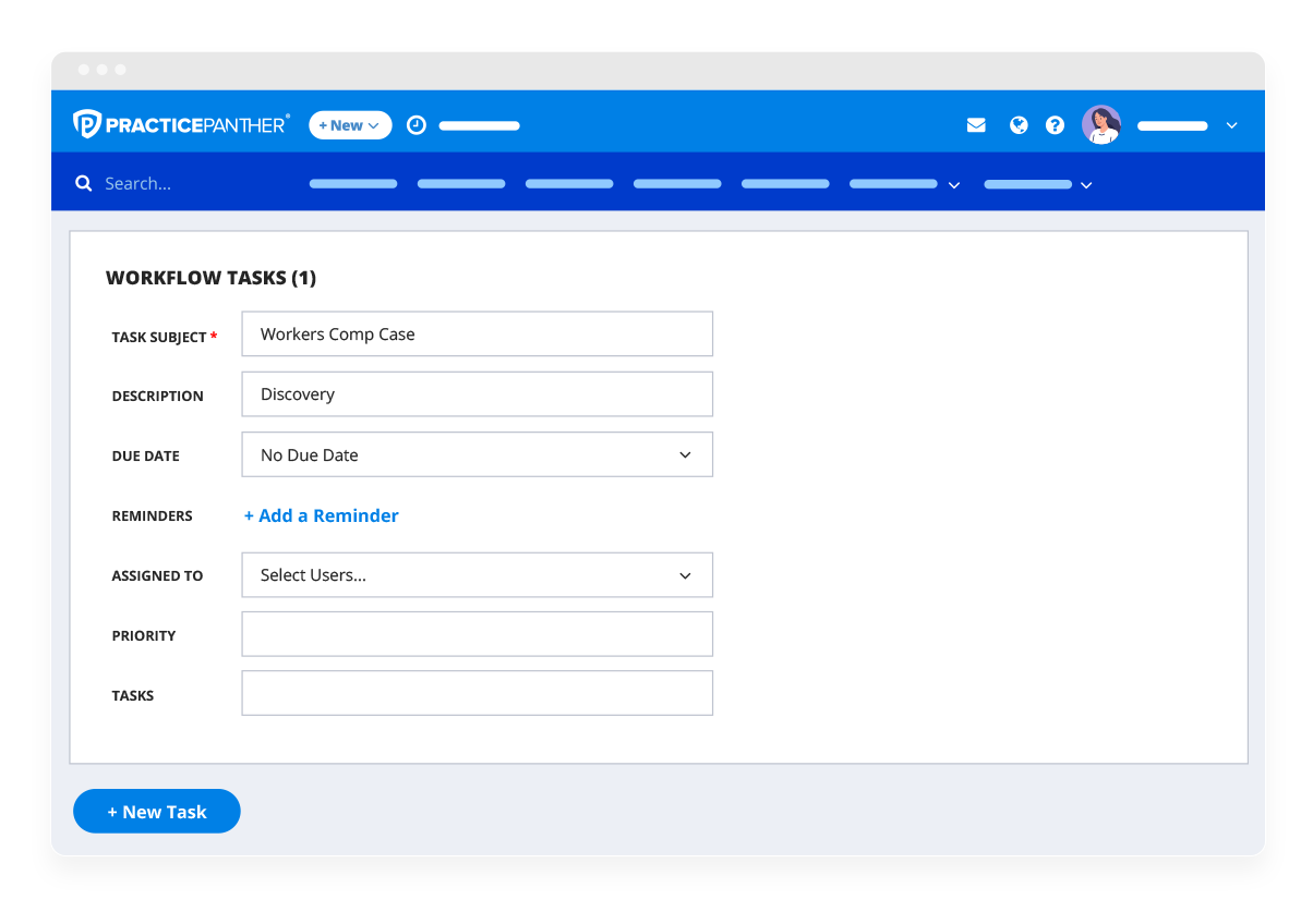 workflow task in PracticePanther