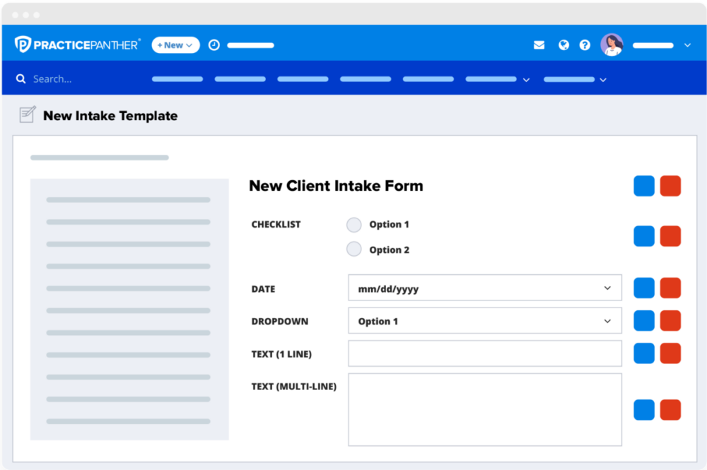 PracticePanther's custom client intake forms